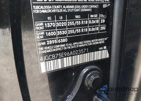 2006 Mercedes-Benz R 500 4Matic z USA, uszkodzony, nr VIN 4JGCB75E96A023571